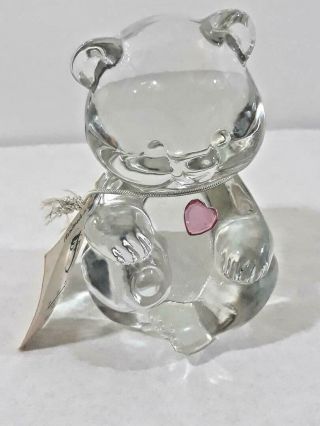 Fenton Clear Glass Birthstone Bear Figurine October Pink Heart Libra Ships