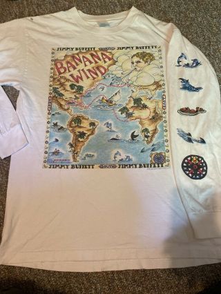 Vintage Jimmy Buffett Summer 1997 Banana Wind Tour Long Sleeve Shirt L Flaws