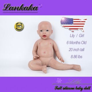 20 " Silicone Reborn Baby Doll Newborn Handmade Puppen Girl For Children Kids
