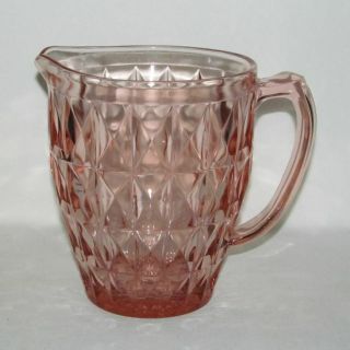 Jeannette Glass Co.  Windsor Diamond Pink Large Flat Water Pitcher