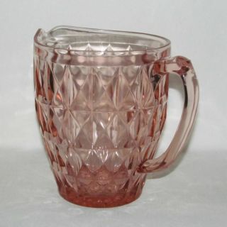 Jeannette Glass Co.  WINDSOR DIAMOND Pink Large Flat Water Pitcher 2