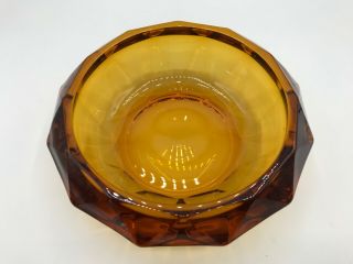 VINTAGE VIKING GLASS AMBER DIAMOND POINT COVERED CANDY DISH 1978 - 79 3