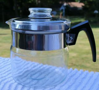 Vintage Pyrex 8854 B Flameware Glass Coffee Percolator Pot 4 Cup No Inside Parts