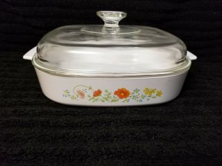 Corning Ware Wildflower A - 10 - B Casserole 2.  5 Liter With Dome Lid A - 12 - C
