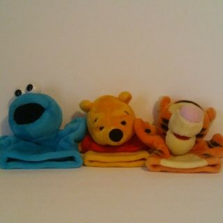 3 Winnie The Pooh,  Disney Tigger/sesame Street/cookie Monster Plush Hand Puppet