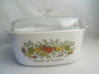 Vintage Corning Ware Casserole Dish W/ Lid Spice Of Life 5 Qt Square Baking