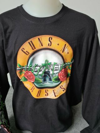 Guns N Roses Long Sleeve T - Shirt Black Printed 100 Cotton Size Xl Music