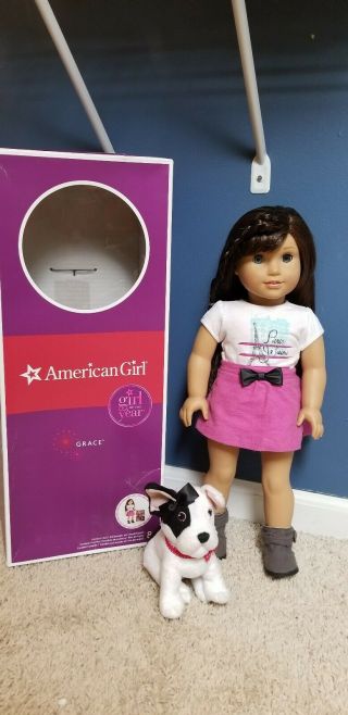 Euc American Girl 18” Doll Grace Thomas,  5 Outfits,  Bon Bon Pet Dog And More