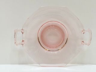 Depression Glass Clear Pink Octagon Serving Plate W/handles 7 " X 9 "