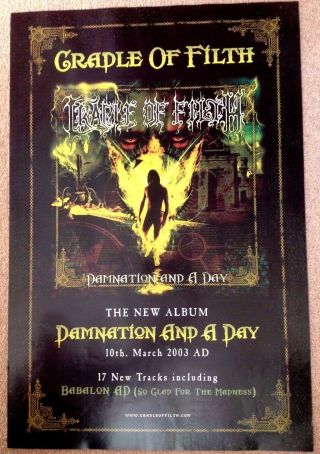 Cradle Of Filth - Damnation And A Day - Rare Promo Poster - 20x27.  5 "