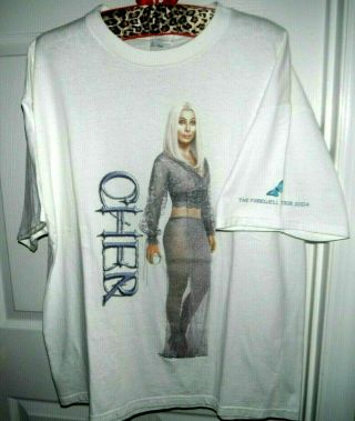 Cher Full Body Graphic Farewell Tour 2004 Concert T - Shirt W/ Venues Lg