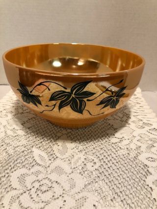 Vintage Peach Luster Ivy Punch Bowl Anchor Hocking