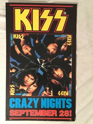 Kiss 1987 Advance Promo Poster Crazy Nights Gene Simmons Paul Stanley