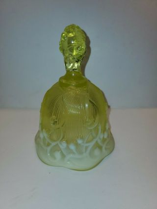Fenton Topaz Vaseline Glass Opalescent Lily Of The Valley Bell