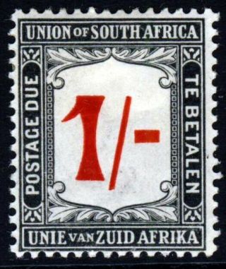 South Africa 1915 Postage Due 1/ - Red & Black Perf 14.  Sg D7
