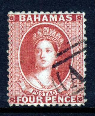Bahamas Qv 1863 4d.  Dull Rose Watermark Crown Cc Perf.  12½ Sg 27 Vfu