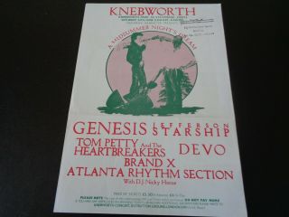 Genesis,  Tom Petty,  Devo Etc Handbill Knebworth Uk 24th June 1978