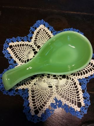 Jadeite Depression Style Glass Spoon Rest