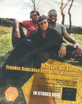 (hfbk30) Poster/advert 13x11 " Frankie Knuckles : A Reality Ft Nicki Richards
