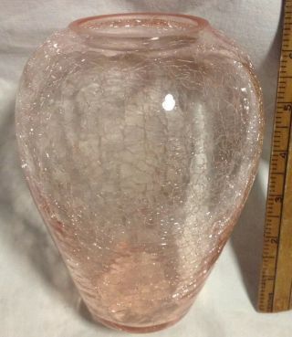 Vintage Sylvestri Italian Pink Crackle Glass Vase