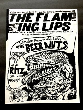 1987 - Austin Texas Ritz Concert Poster Hb - Flaming Lips - Beer Nuts