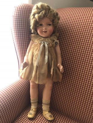 Vintage Ideal Composition Shirley Temple 18 " Doll With Make - Up And Flirty Eyes.