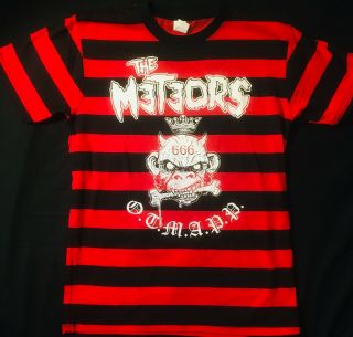 The Meteors Stripe Black/red T - Shirt Mens All Size S - Xl Punk Psychobilly