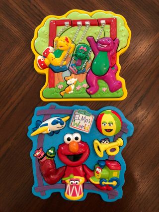 2 Sesame Street Elmo’s World/barney Baby Bop Plastic 3d Puzzle Mattel 2001