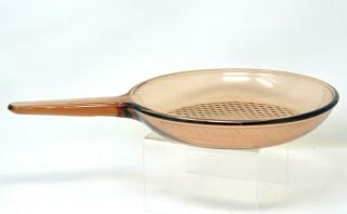 Corning Vision Ware Amber Glass 10 3/4 " Waffle Bottom Frying Pan