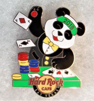 Hard Rock Cafe Las Vegas Panda Bear With Playing Cards & Poker Chips Pin 98794