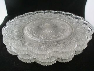 Plates Vintage Pressed Glass 4 - - 10 " Sawtooth Edge Hobnail Button Pattern