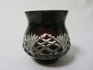 Vintage Bohemian Cut To Crystal Ruby Red Glass Small Vase