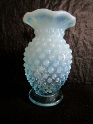 Fenton 4 " Vintage Blue Opal Hobnail Vase