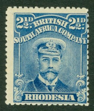 Sg 207 Rhodesia 1913 - 19.  2½d Deep Blue Perf 15 Die1.  Fine Unmounted Cat £24