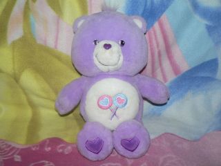 13 " Plush Purple Share Care Bear Lollipop Hearts Baby Boy Girl Gift Soft Toy