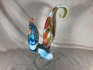 Art Glass 11 1/2 " Tall Rooster Chicken Country Farm Hand Blown Glass