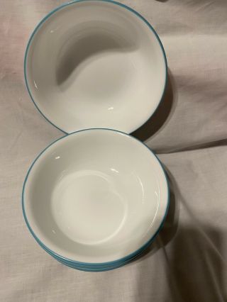 Corelle Garden Lace Soup Cereal Bowls Set Of 7 Teal Rim 3