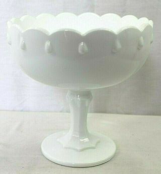 Vintage Large Milk White Glass Pedestal Bowl Great Center Piece & Home Decor