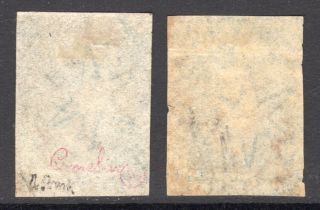 CEYLON 1857 - 59 QV 1d blue shades wmk Star imperf,  SG 2,  a cat £125 2