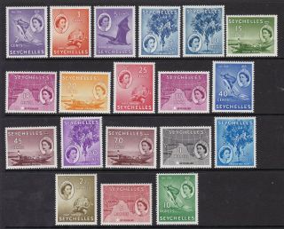 Seychelles 1954 - 61 Definitive Set,  Light Hinged,  Cat £80