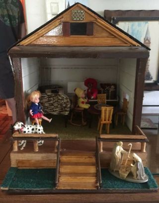 Dollhouse Miniatures Artisan Handmade Vintage Holiday Cabin House 2
