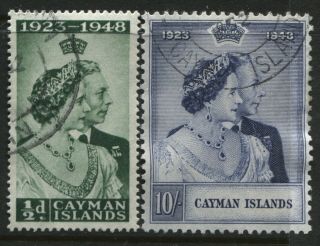 Cayman Islands 1948 Silver Wedding Set With 10/ Both Vf