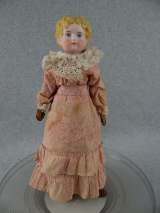 12 - 1/2 " Antique German Bisque Shoulder Head Parian Doll W Leather Arms & Boots
