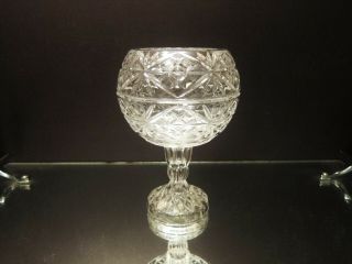 Unique Vintage Bohemian Clear Cut Crystal Pedestal Rose Bowl Vase