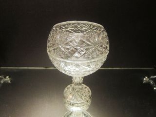 Unique Vintage Bohemian Clear Cut Crystal Pedestal Rose Bowl Vase 2