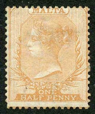 Malta 1863/81 1/2d Perf 14 Wmk Crown Cc (not Sure Of The Shade) Hinge Remainder