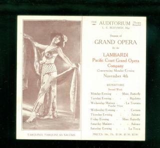 Lp: C1920 La Ad Card Tarquinia Tarquini Opera Salome & Conchita