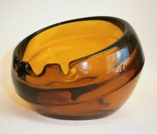 Vintage Mid Century Modern Retro Viking Glass Large Epic Amber Orb Ashtray