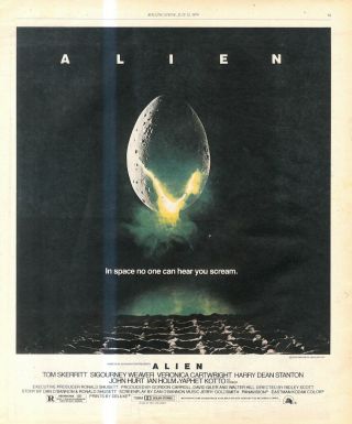 (rst7) Advert Poster 13x11 " Cinema Movie Sigourney Weaver In Alien