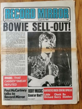 Record Mirror Newspaper August 19th 1972 David Bowie Sell Out
